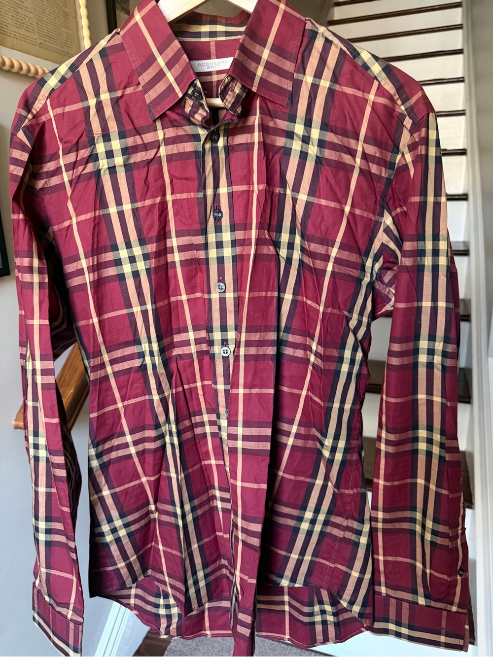 Men's Burberry Check Button-Down Oxford Shirt